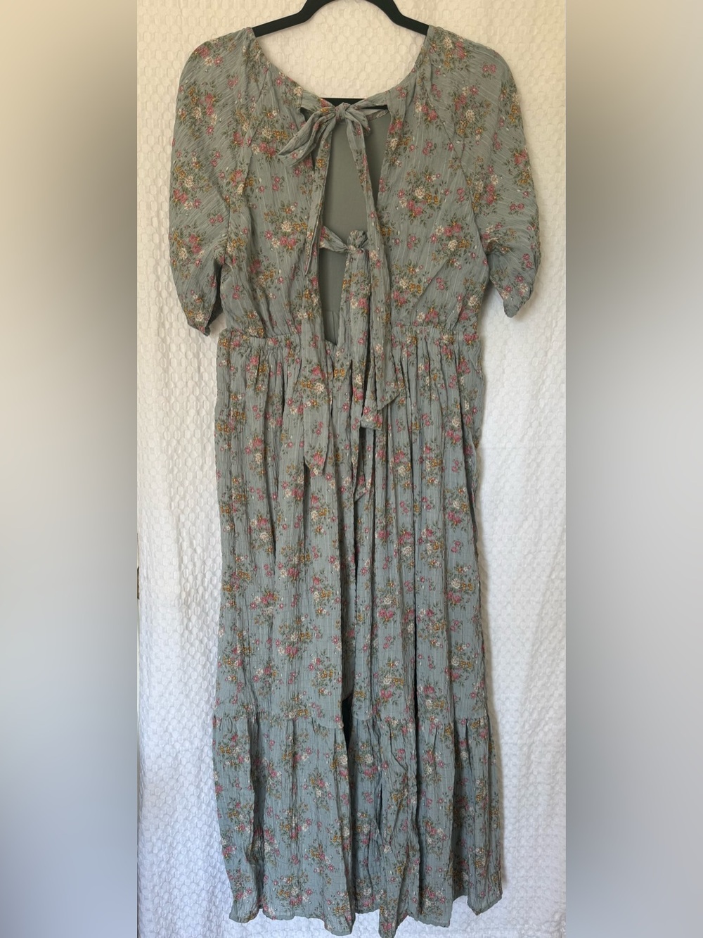 Baltic Born Dusty Blue Floral Open Back Maxi Dress M - Picture 3 of 7